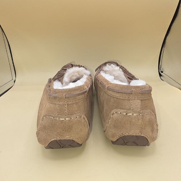 Ugg Dakota Slip On Shoes Loafers Slippers Moccasins Brown Leather Fur Womens 6 - Picture 7 of 10